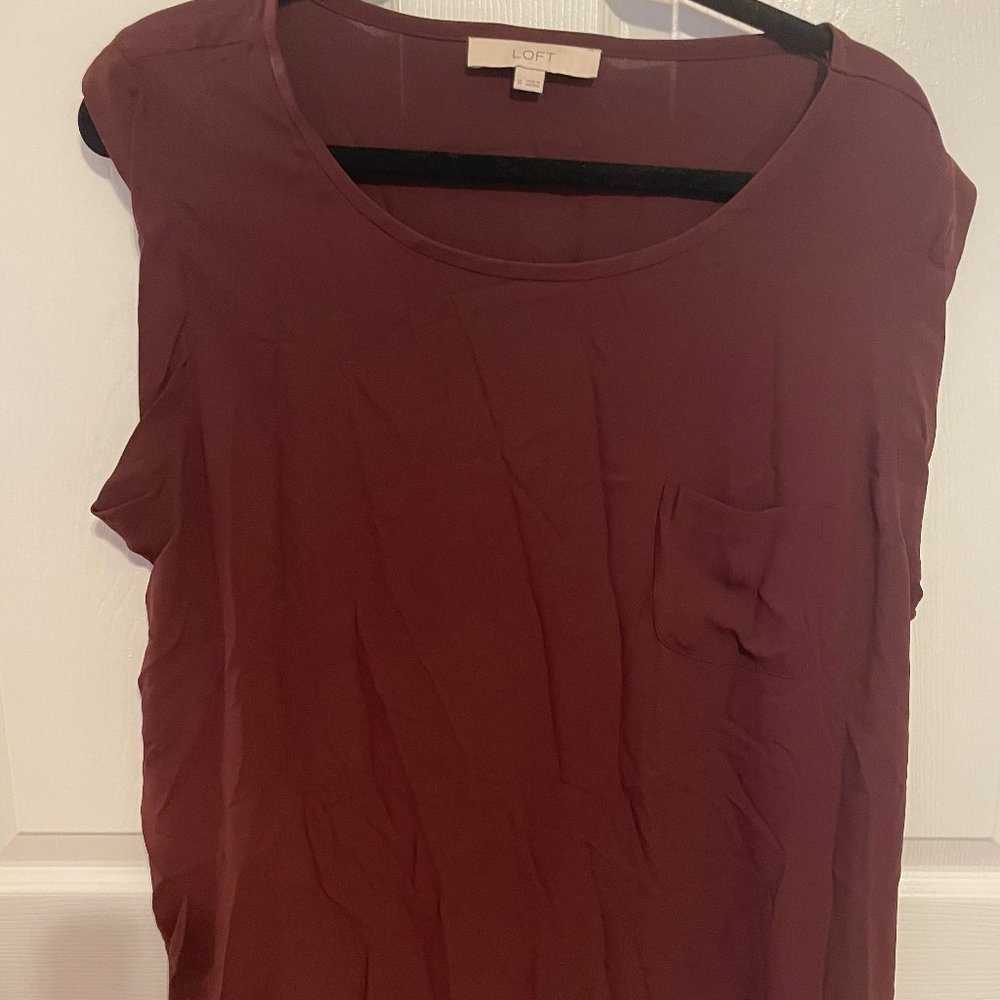 Dark Red Short Sleeve Blouse